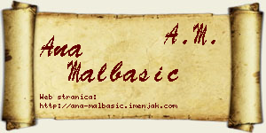 Ana Malbašić vizit kartica